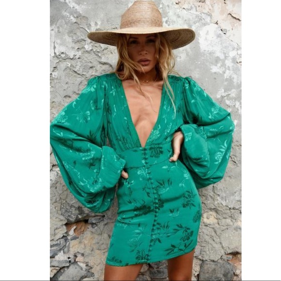 Rat and Boa Dresses & Skirts - Rat and Boa Isabella Floral jacquard green dress